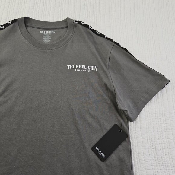 True Religion Heavy Taping Tee Men's Size L Army Green MSRP $59 NWT NEW - Picture 2 of 12